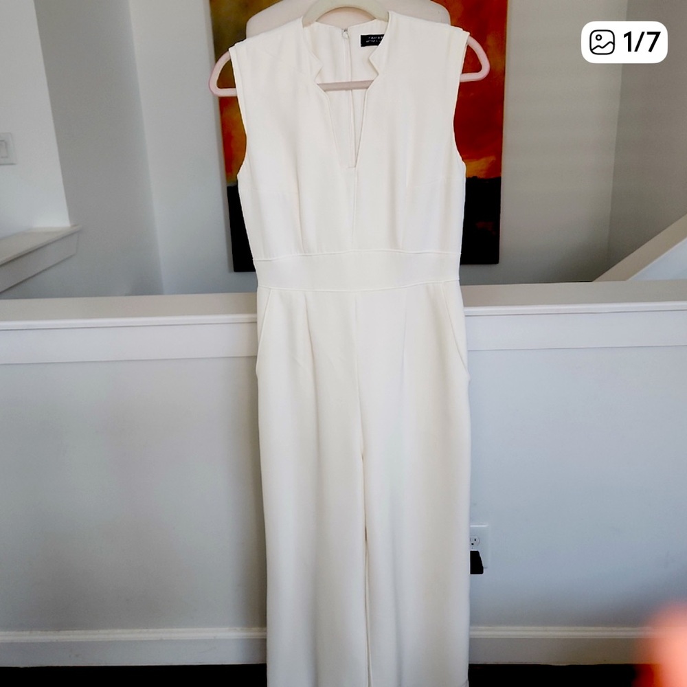 Tahari Arthur S. Levine Elegant White Jumpsuit Size M